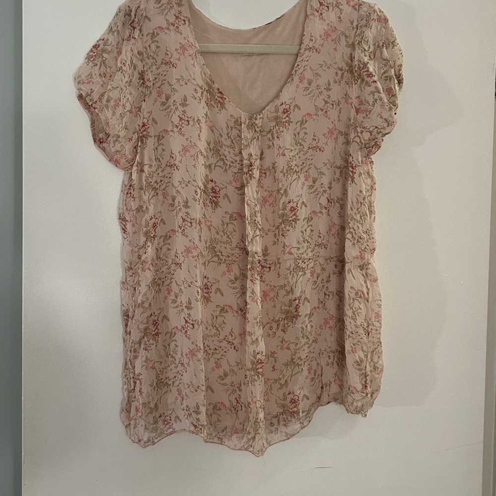 Sheer floral top with built in layer underneath.  Large